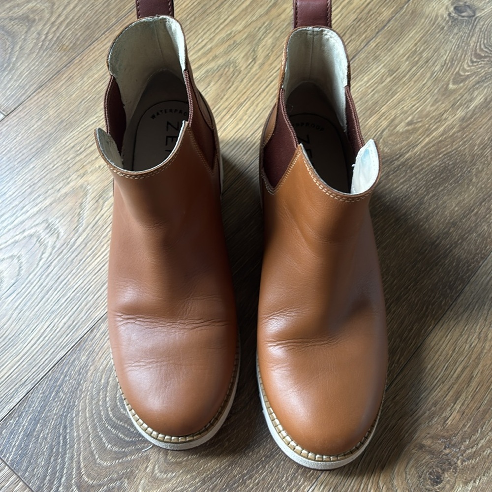 Cole Haan ZeroGrand City Waterproof Wedge Bootie in tan Size 6.5B